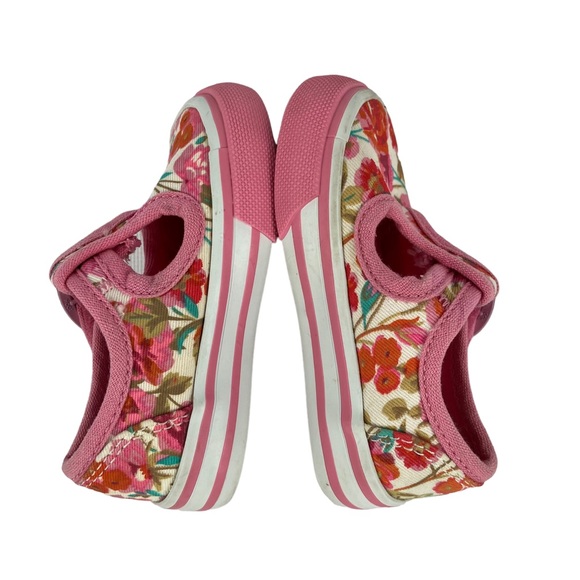 Oshkosh Baby Girl Size 3 Pink Floral Shoes Hook and Loop Closure - Picture 2 of 6